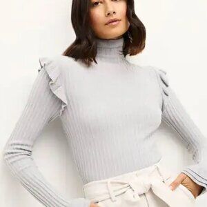Marie Oliver Tinley Ribbed ruffle Turtleneck - Snow Women's Medium (NWT)